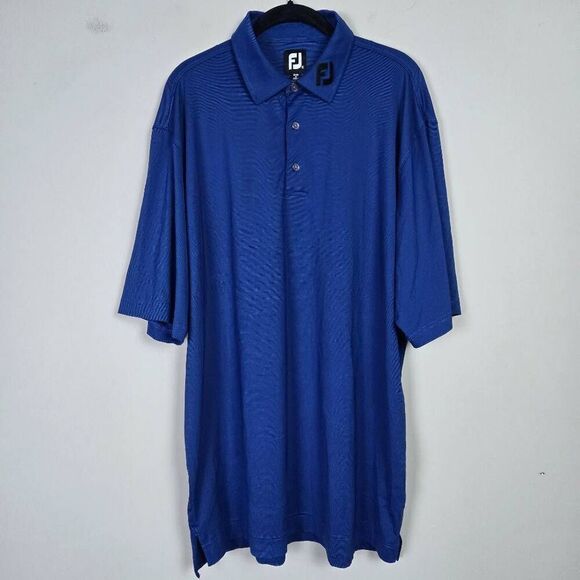 Footjoy Mens Performance Golf Polo Shirt Size XL Blue Stretch Preppy Sporty Logo - Picture 1 of 6